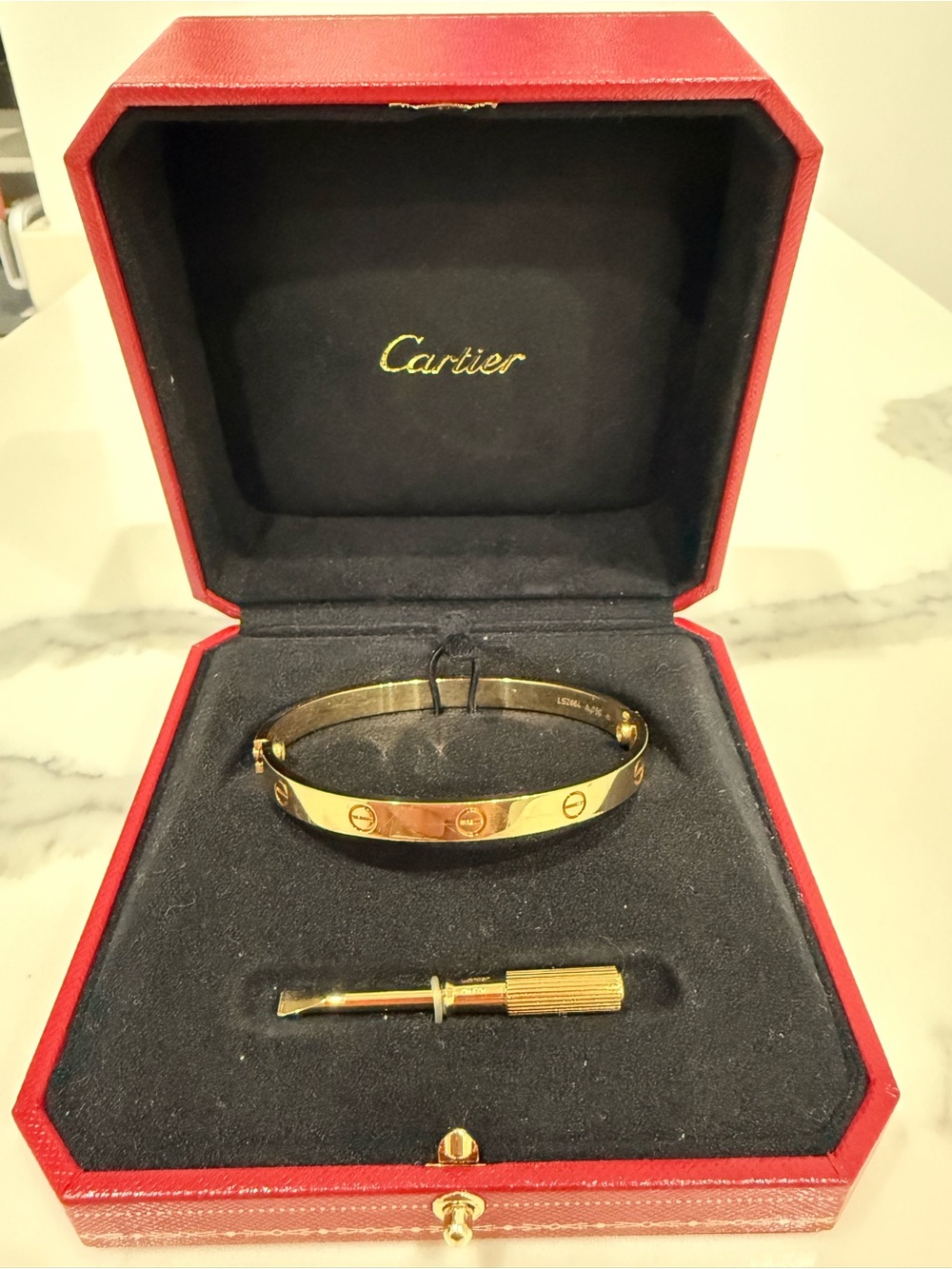 Cartier LOVE Bracelet 18K Yellow Gold – Size 19 – Authentic w/ Box & Papers